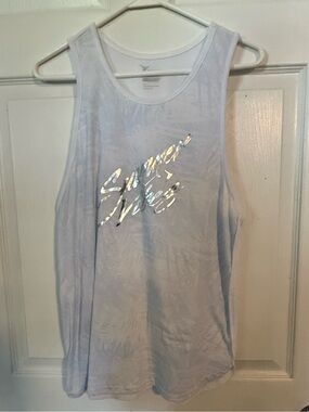 Old Navy Light Blue Women's Metallic Script Tank  Size L
